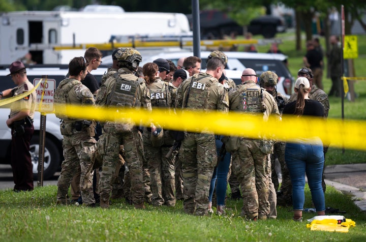 FBI agents in a neighborhood on June 15, 2025, in Green Isle, Minnesota, looking for the suspect who shot and killed state Rep. Melissa Hortman (D) and her husband, Mark Hortman.