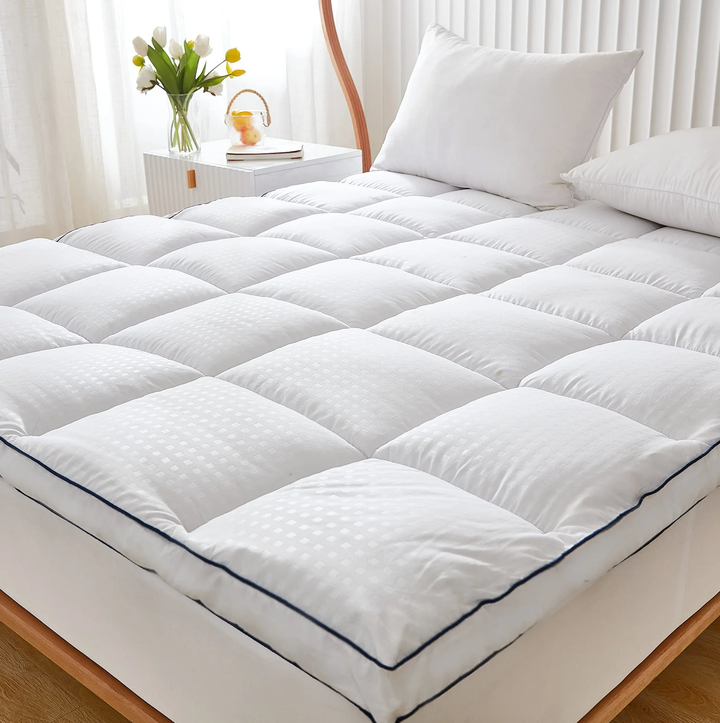 This comfortable mattress pad comes in five sizes. Get it on sale. 